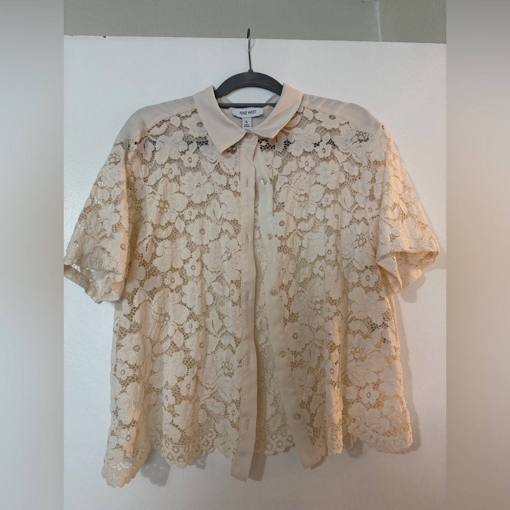 Nine West Beige Lace Blouse